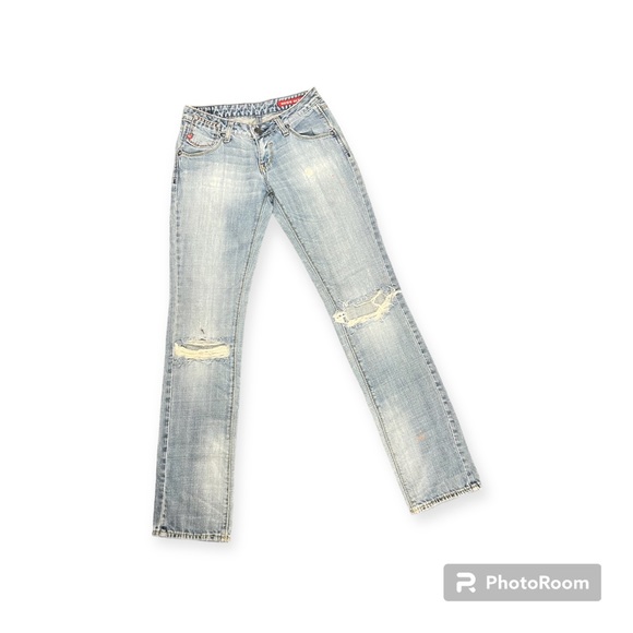 Miss Sixty Jeans Vintage Boot Cut Straight Ripped 100% Cotton Light Wash - 24 - Picture 13 of 14
